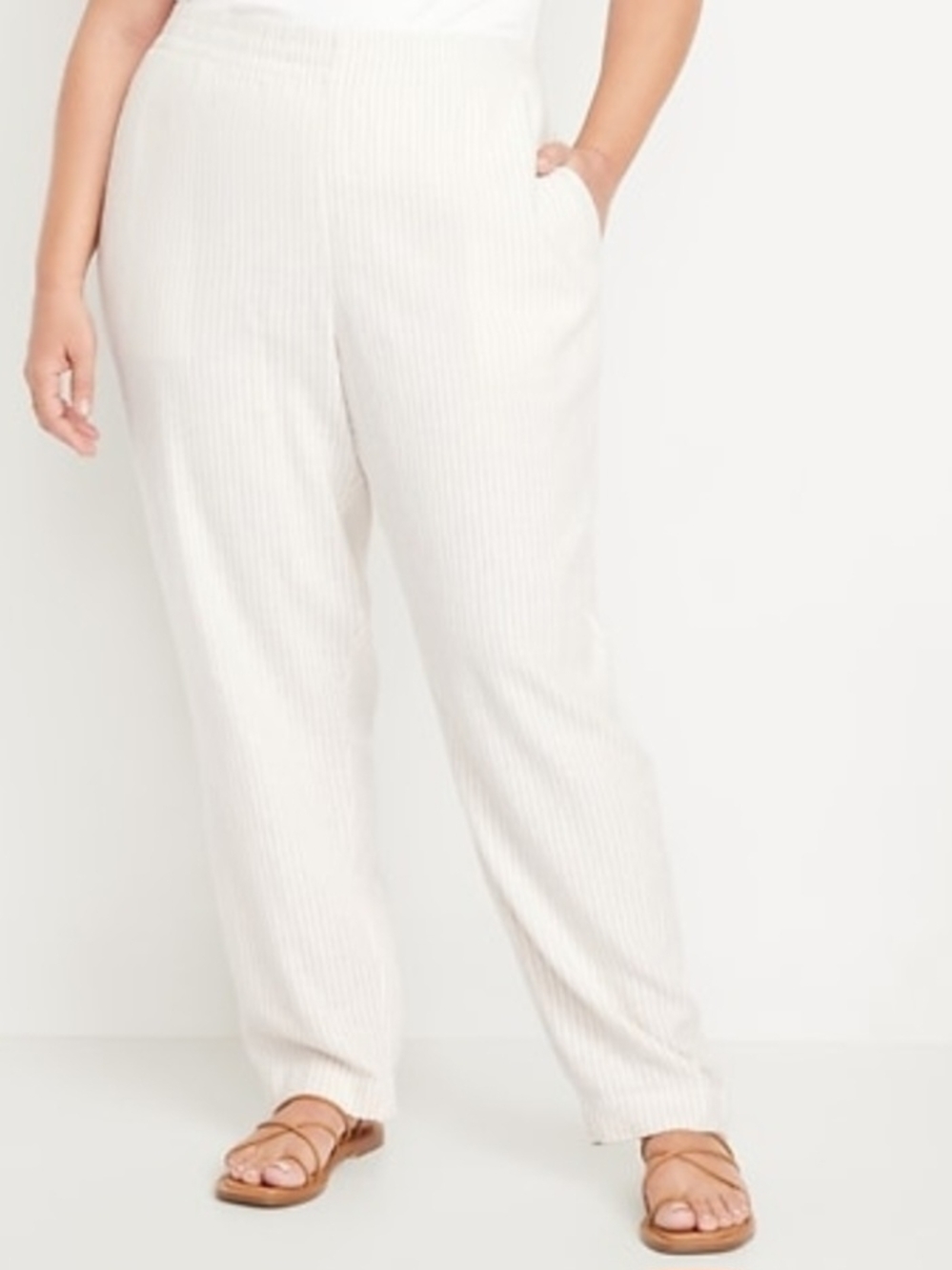 Old Navy Cream Straight Fit Elastic Waist Pants XXL Tall